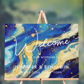 Mariage personnalisé Abstrait bleu et or Bienvenue (Neutre)