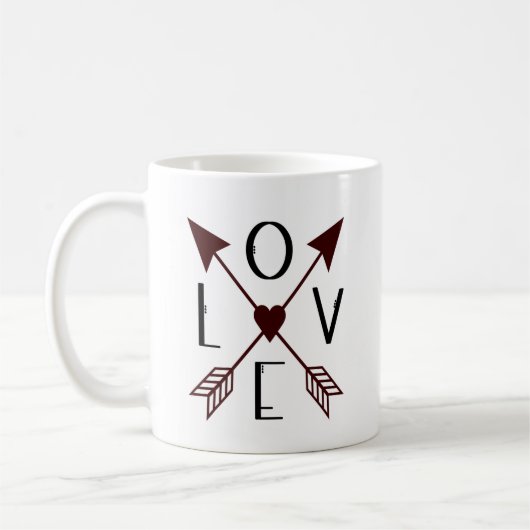 Mariage personnalisé Date d'amour avec flèches Mug (Gauche)