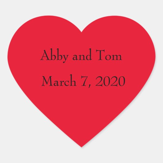 Mariage personnalisé Date Red Heart Stickers (Devant)