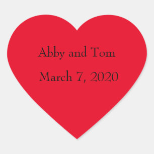 Mariage personnalisé Date Red Heart Stickers