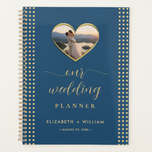 Mariage personnalisé Gold & Blue Polka Dot