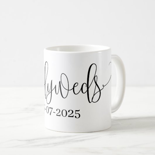 Mariage personnalisé monochromatique Date Mug (Devant droit)