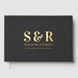 Mariage personnalisé Monogramme Lin noir