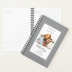 Mariage Personnalisé Photo Gris Blanc Élégant Scri