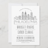 Mariage Philadelphie | Invitation Skyline stylisée (Devant)