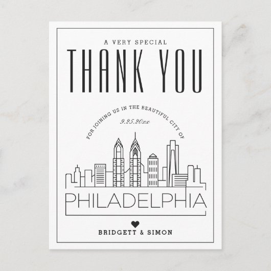 Mariage Philadelphie | Merci de venir ! Carte post (Devant)