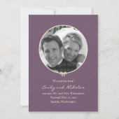 Mariage photo à noeud simple Faire-part - violet (Devant)