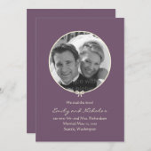 Mariage photo à noeud simple Faire-part - violet (Devant / Derrière)