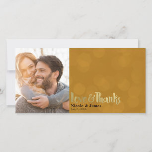 Mariage Photo Amour & Merci Orange Or Remerciement