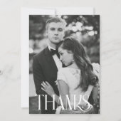 Mariage photo Black Blanc moderne Merci Cartes (Devant)