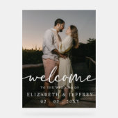 Mariage photo blanc de script moderne Bienvenue (Recto)