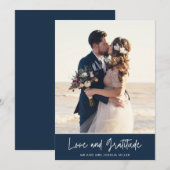 Mariage photo bleu de la marine Merci (Devant / Derrière)