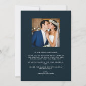 Mariage photo bleu de la Marine moderne Merci Cart (Dos)