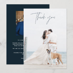 Mariage photo bleu de la Marine moderne Merci Cart