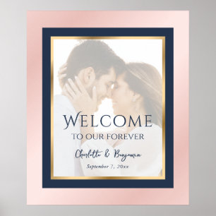Mariage photo Blue Blush Gold de la Marine Affiche
