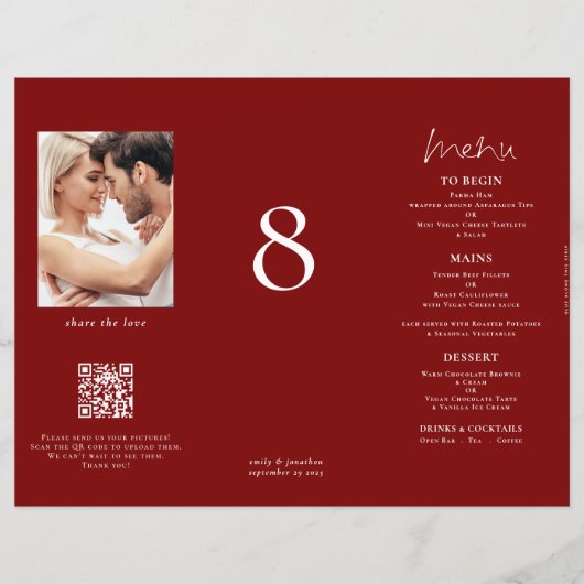 Mariage photo Bourgogne Menu Table Pas Triple (Devant)