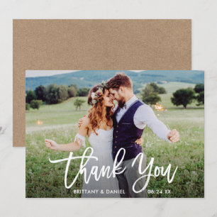 Mariage Photo Brush Script Kraft Carte de remercie