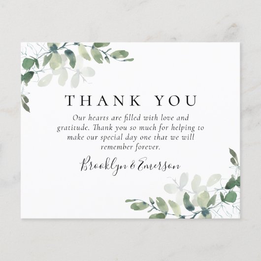 MARIAGE photo BUDGET Eucalyptus Carte de remerciem (Devant)