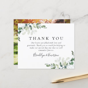 MARIAGE photo BUDGET Eucalyptus Carte de remerciem