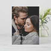 Mariage photo Carte de remerciements avec script m (Debout devant)