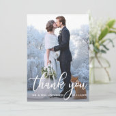 Mariage Photo Carte de remerciements en bois bleu (Debout devant)