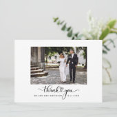 Mariage Photo Carte de remerciements noir blanc (Debout devant)