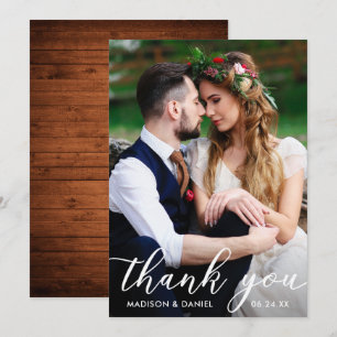 Mariage Photo Carte de remerciements Wood