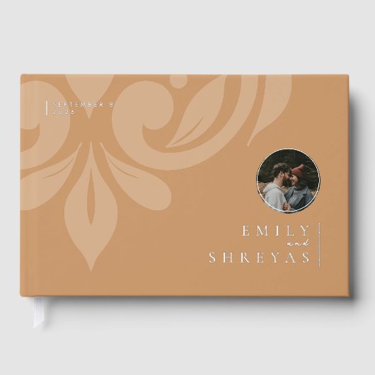 Mariage photo classique minimal Damask Ochre (Recto)