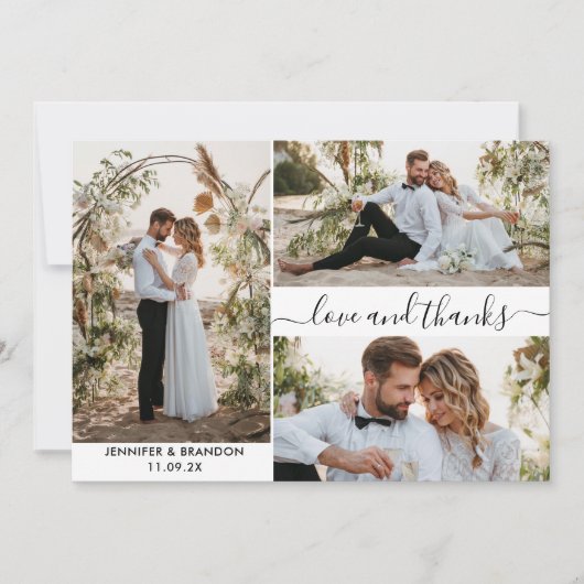 Mariage photo collage merci carte script (Devant)