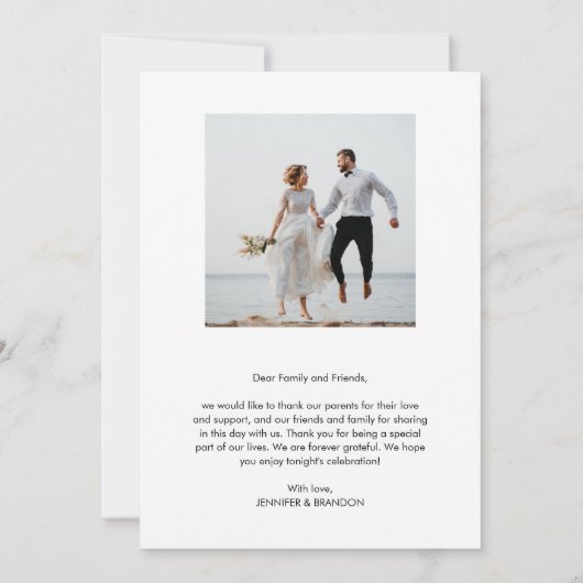 Mariage photo collage merci carte script (Dos)