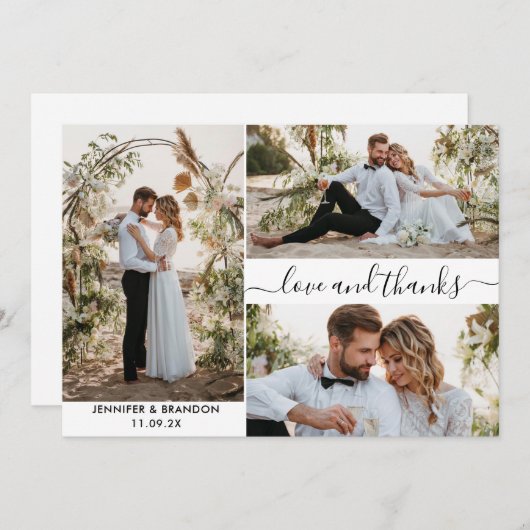 Mariage photo collage merci carte script (Devant / Derrière)