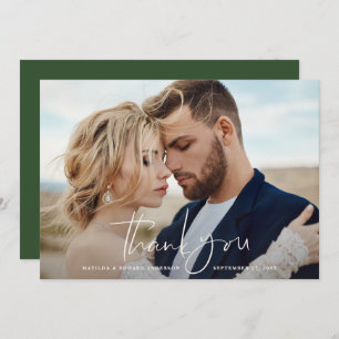 Mariage photo de script merci moderne vert minimal