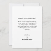 Mariage photo de script moderne Carte de remerciem (Dos)