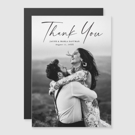Mariage photo de script moderne Magnet Merci (Devant / Derrière)