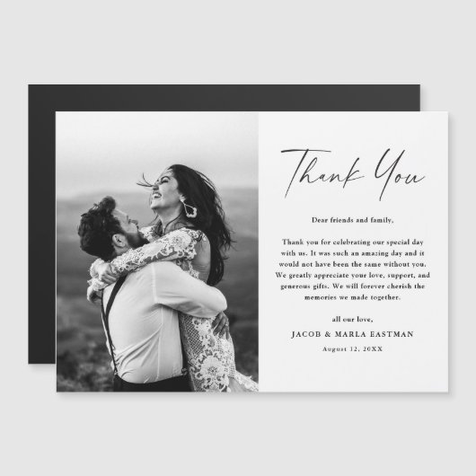 Mariage photo de script moderne Magnet Merci (Devant / Derrière)