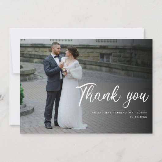 Mariage Photo Elegant Script Police Carte de remer (Devant)