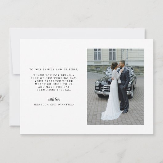 Mariage Photo Elegant Script Police Carte de remer (Dos)