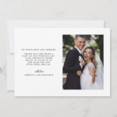 Mariage Photo Elegant Script Police Carte de remer (Dos)