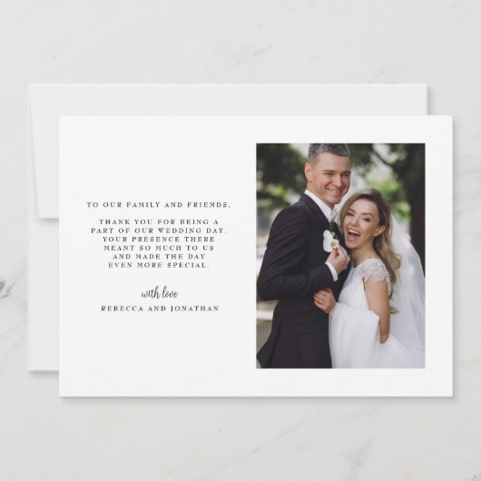 Mariage Photo Elegant Script Police Carte de remer (Dos)