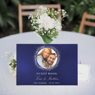 Mariage photo en feuille d'argent bleu marine
