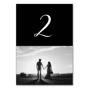 Mariage photo en noir et blanc Numéro de table