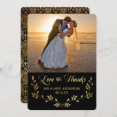 Mariage photo Gold Damask Wreath Merci (Devant / Derrière)