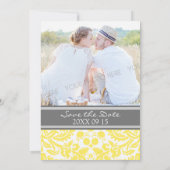 Mariage photo gris jaune Enregistrer la carte de d (Dos)