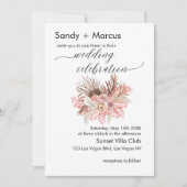 Mariage Photo Invitation Boho Dusty Rose Floral (Devant)