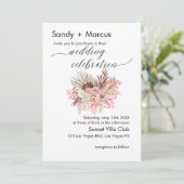 Mariage Photo Invitation Boho Dusty Rose Floral (Debout devant)