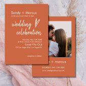 Mariage Photo Invitation Boho Heart Terracotta