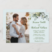 Mariage PHOTO Invitation Eucalyptus Aquarelle (Devant / Derrière)