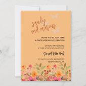 Mariage Photo Invitation Peach Pink Garden Blooms (Devant)
