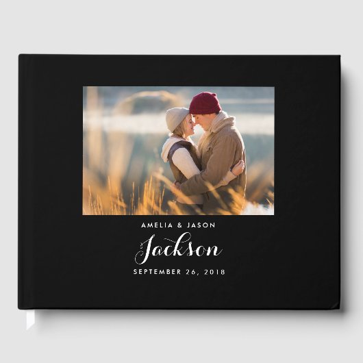 Mariage photo Livre d'invité, noir et blanc (Recto)