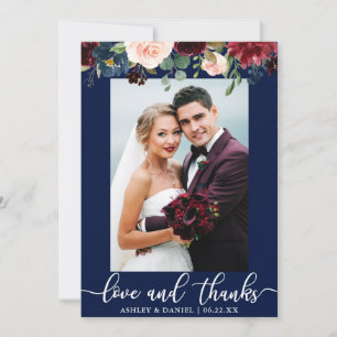 Mariage Photo Love Merci Burgundy Blue Floral